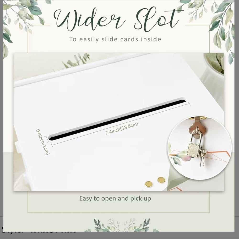 Green and White Wedding Card Box - Picture 3 of 6